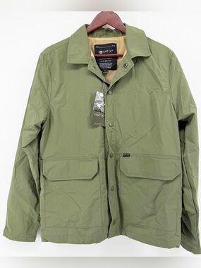 Matix Mens Small Olive Green Windbreaker Jacket Snap Front Lightweight NWT Skate